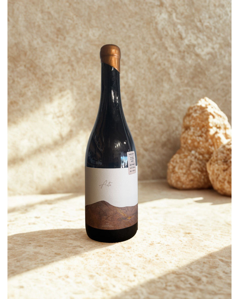 Bottle of Auta 2025 barrel fermented Malvasía Volcánica wine from Lanzarote.