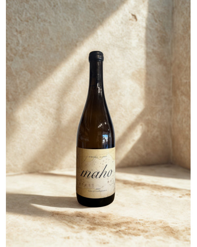 Botella de Maho 2025, vino blanco de Lanzarote elaborado por David Fernández.