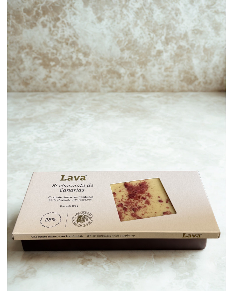 LAVA Chocolate Blanco con Frambuesa | Tableta Gourmet de Canarias