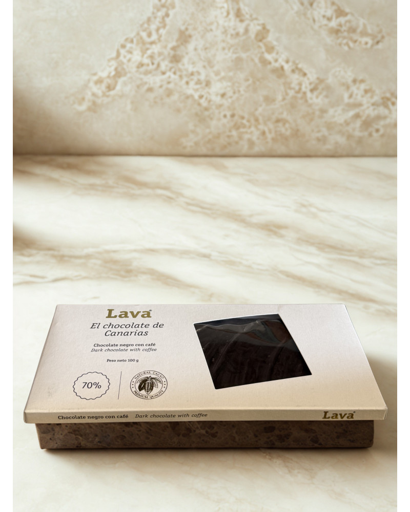 LAVA handcrafted 70% dark chocolate bar with coffee made in the Canary Islands.