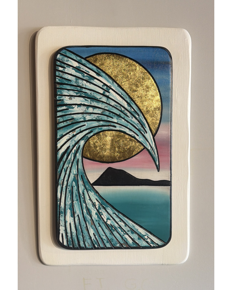 Golden Tide | Handmade Recycled Wood Artwork with Gold Leaf