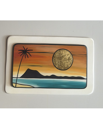 Golden Horizon | Handmade Recycled Wood Artwork with Gold Leaf