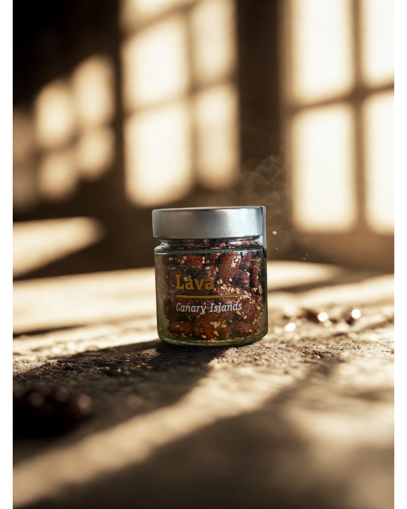 Almendras Garrapiñadas con Sésamo LAVA | Chocolate de Canarias